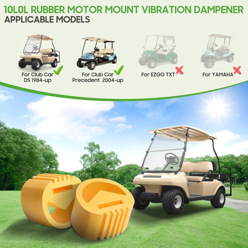 10L0L Motor Mount Vibration Dampener Engine Snubber for Club Car DS Engine Mount 1984-up and Precedent Gas 2004-up, Replace OEM 1012164 1025403-01 2Pcs