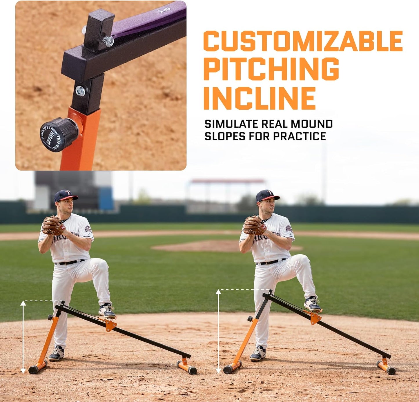 Baseball Pitching Lead Leg Trainer - Adjustable Stride & Resistance Aid for Pitchers | Heavy-Duty Steel, Improve Power & Balance