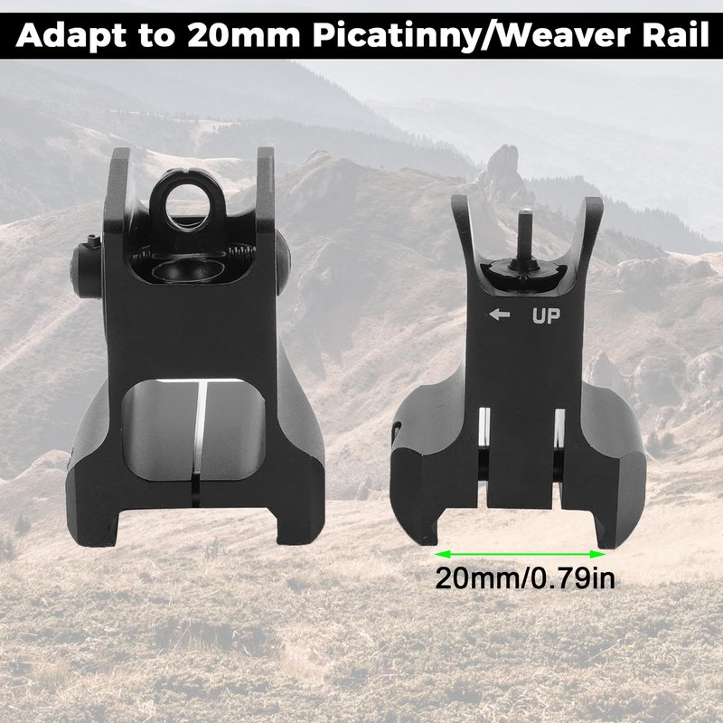 TFFUAM Tactical Fixed Front Rear Iron Sight Combo Set Rapid Transition Backup Sights for Picatinny Weaver Rail Mount Black