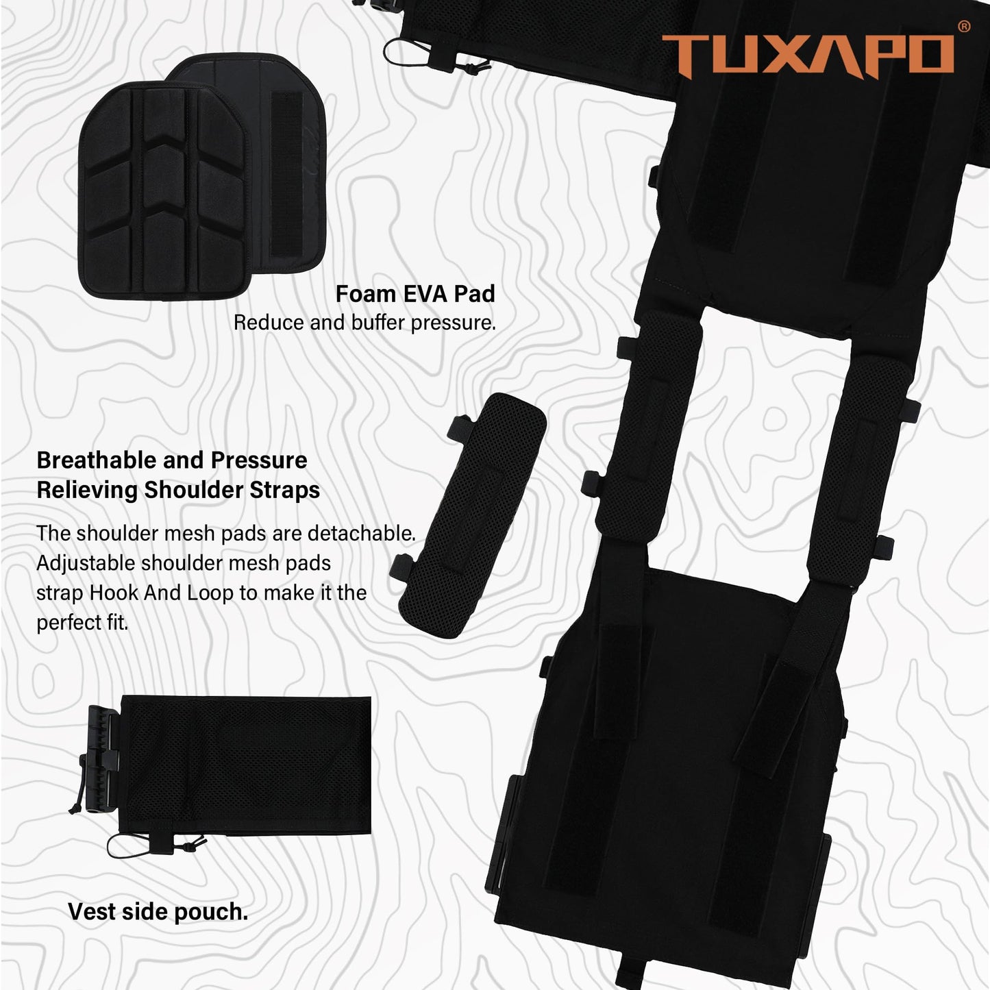 Tuxapo Tactical Molle Vest for Men with Quick Release Front Pouch Set Heavy-Duty Detachable and Reassembleable