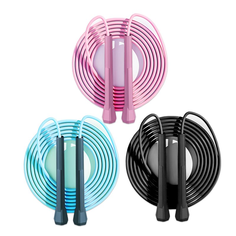 GSMIEY Jump Rope - for Fitness Training, Weight Loss, Cardio, and Crossfit Workouts - Lightweight PVC Skipping Rope for Home Gym & Agility (3PC)