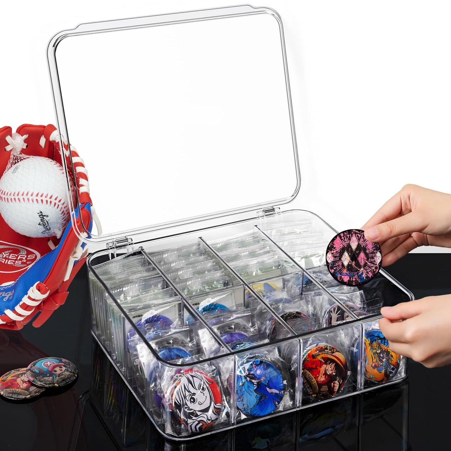 sunoyar Trading Card Storage Box, Clear Plastic, Holds 2000+ Cards