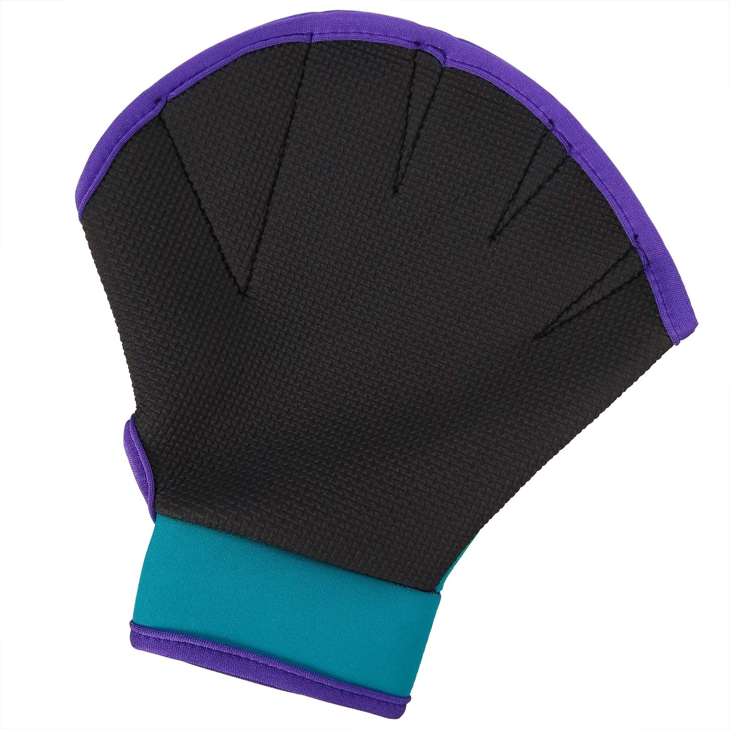 Flow Swimming Resistance Gloves - Webbed Gloves for Water Aerobics, Aquatic Fitness, and Swim Training (Aqua/Purple, Large)