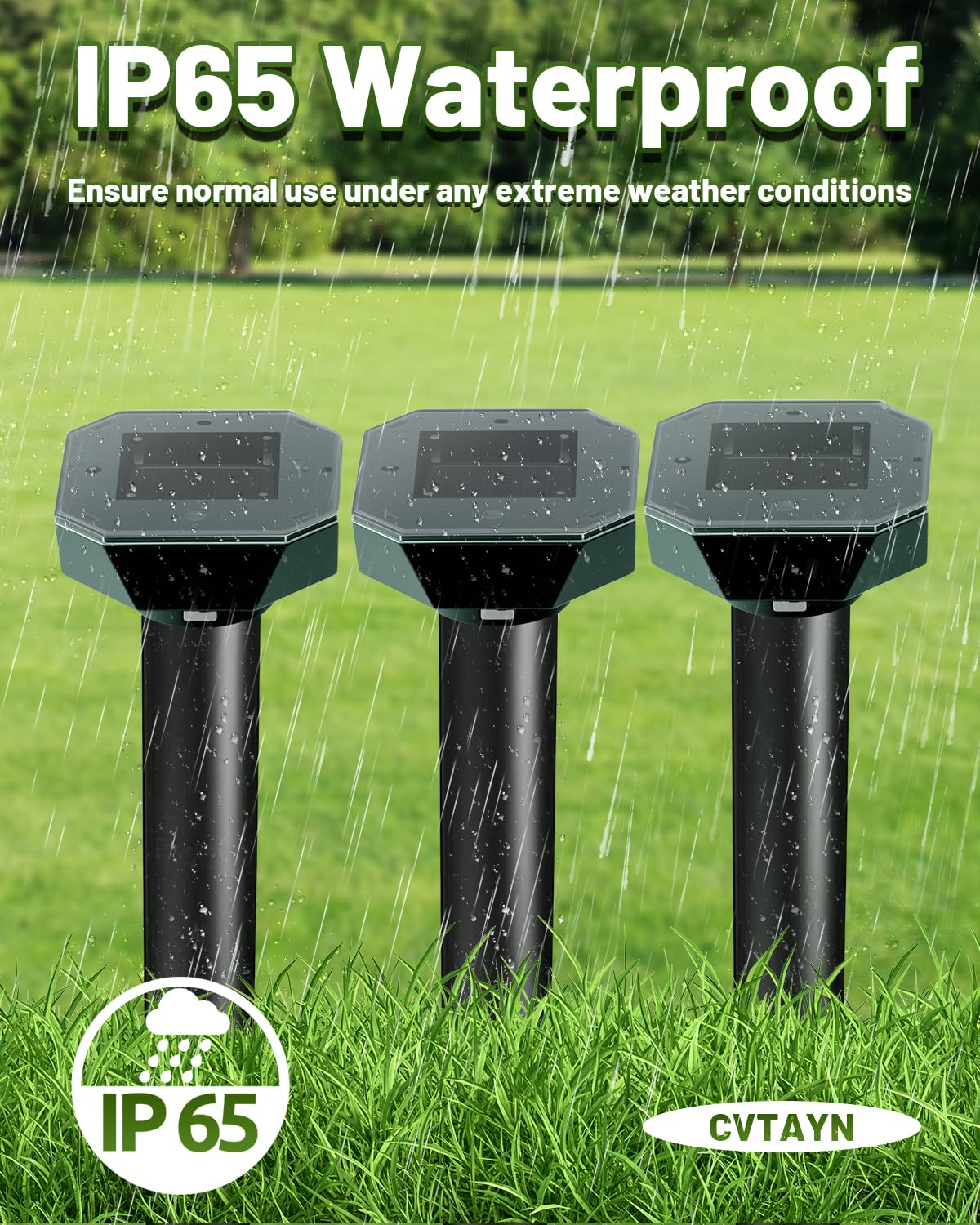 Snake & Mole & Rabbit & Skunk Repellent Solar Powered, Upgraded Ultrasonic Deterrent, IP65 Waterproof, Gopher Groundhog Chipmunk Raccoon and Vole Repellent & Deterrent for Lawn & Garden, 10 Pack