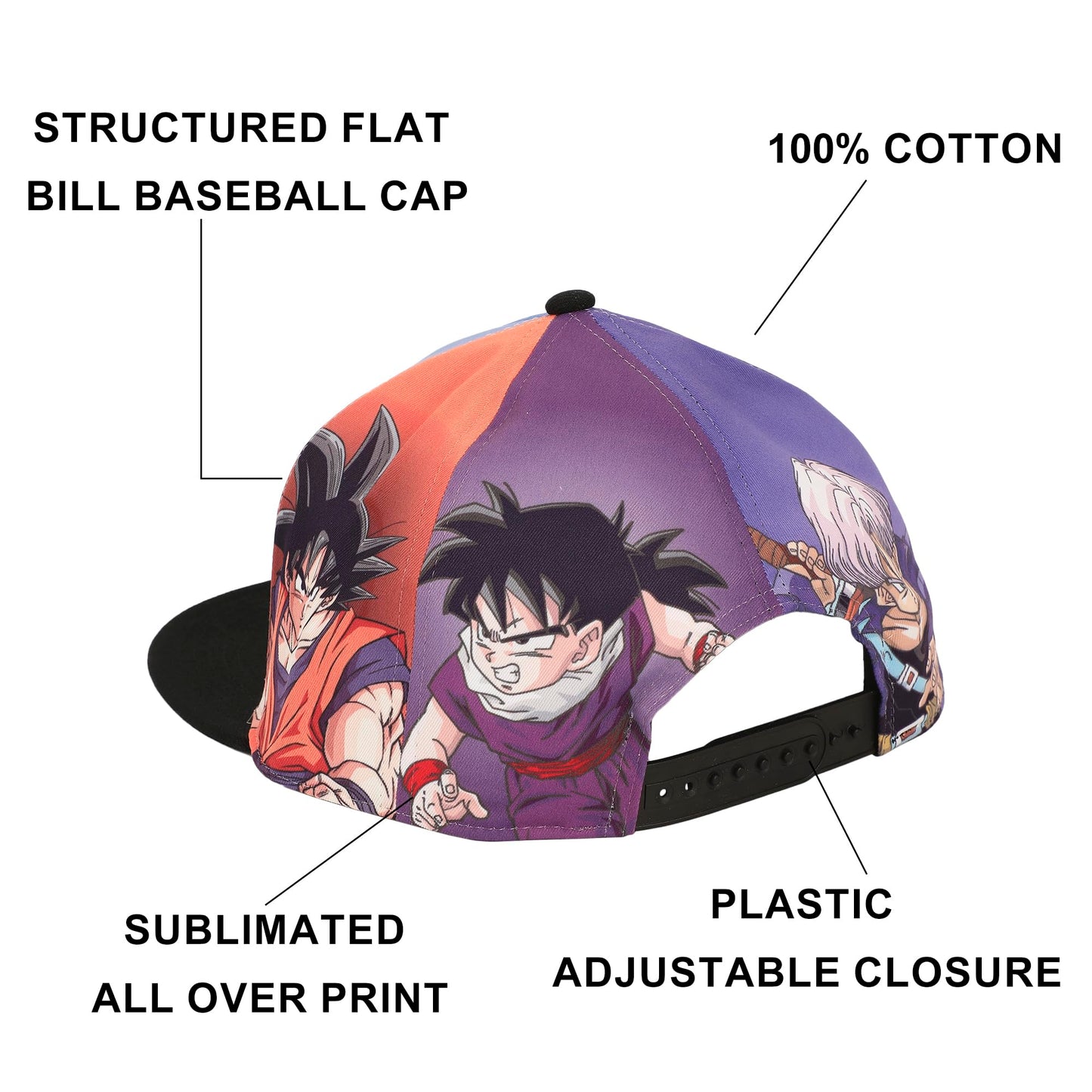 Bioworld Dragon Ball Z Sublimated Panels Poly B15 Snapback