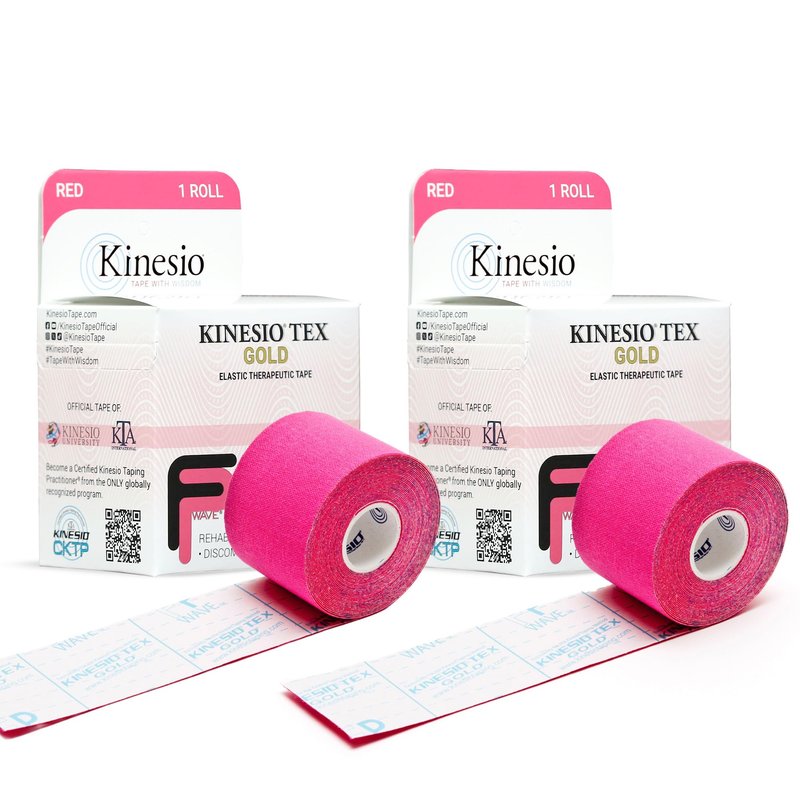 Kinesio Taping - Elastic Therapeutic Athletic Tape Tex Gold FP - Red – 2 in. x 16.4 ft - 2 Pack