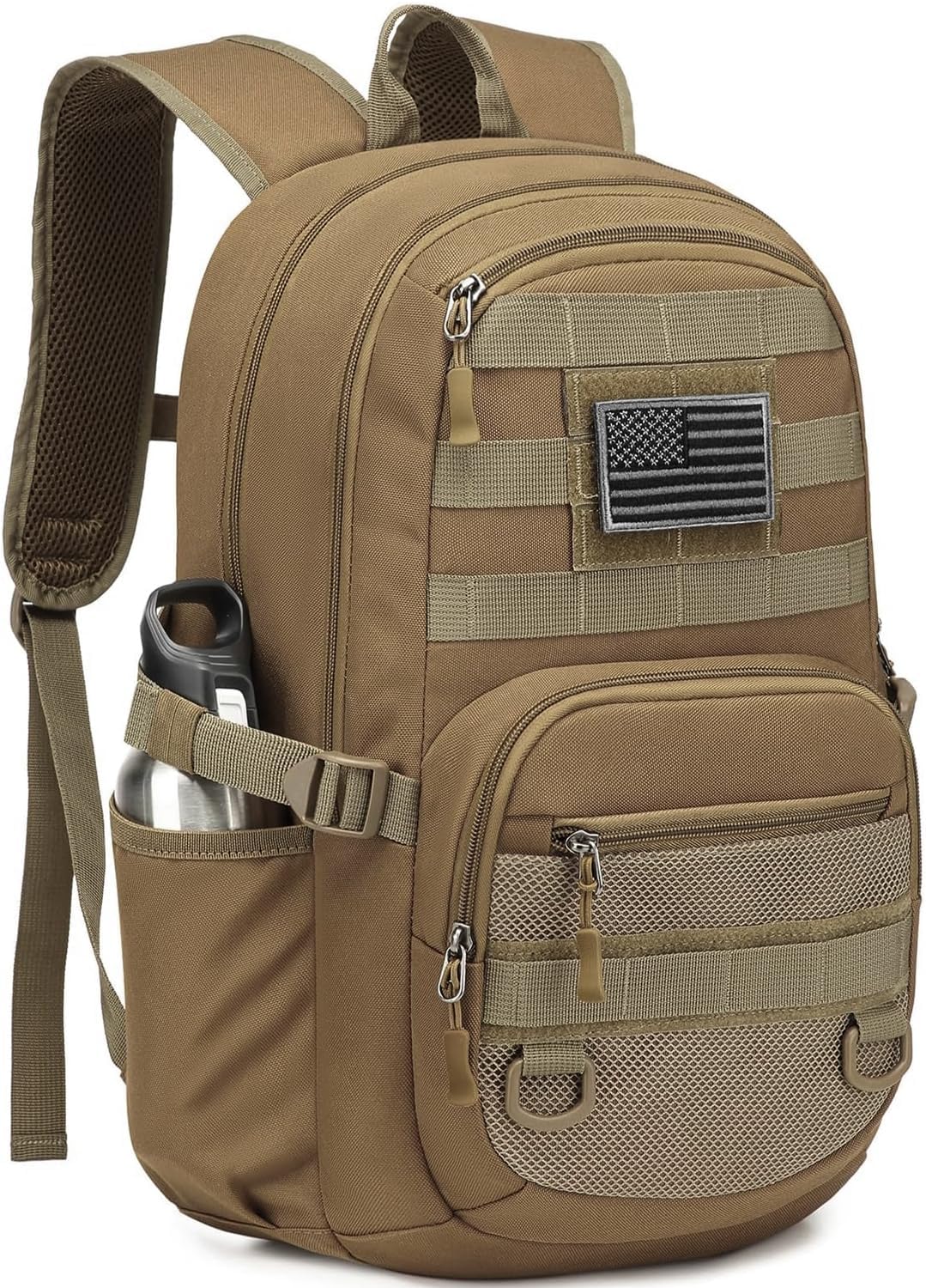 Tactical Backpack - Military Molle 3-Day Assault Pack for Hiking | Brown Rucksack