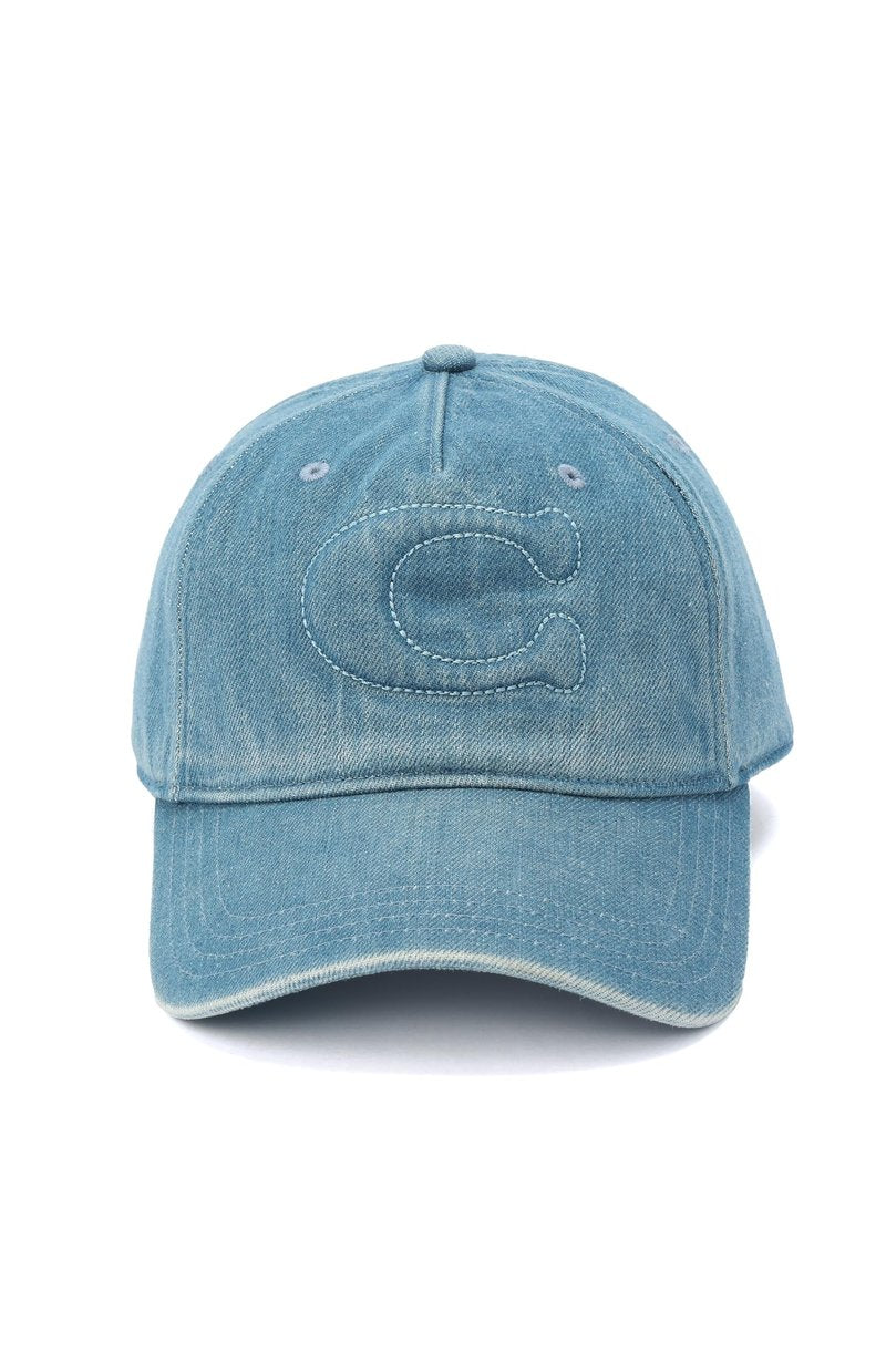 Coach Women's Sculpted C Baseball Hat Indigo