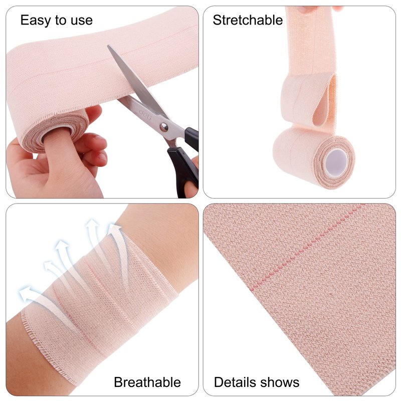 BQTQ 12 Rolls Elastic Tape Adhesive Elastic Bandage Wrap 4 inch Stretch Bandage Wrap Wound Wrap Tape Elastic Adhesive Tape Wrap Bandages for Wrist Ankle Swelling Sprains