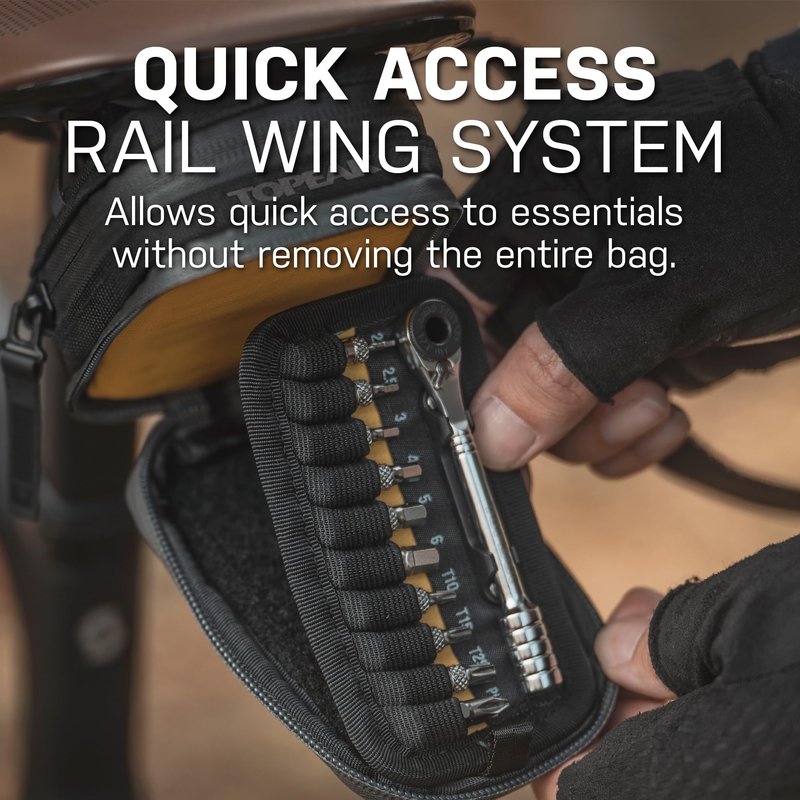 Topeak Elementa GearBag – Compact Under-Seat Bike Bag with Ratchet Tool Set, Dual Compartments, Water-Repellent 1000D Polyester, 0.3L Storage Capacity