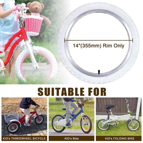 RUHUO 2Sets 18x1.95 Bike Tires and Tubes, Puncture Resistant Off-Road Folding Bicycle Tire Sets 50-355 Compatible with E-Bike Mountain Bike MTB Bicycle All-Terrain Directional Tread, White Color