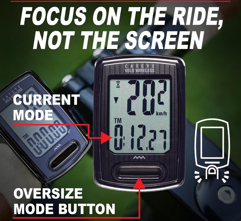 CATEYE Velo Wireless Bike Computer – Analog Wireless Cyclocomputer, Speedometer & Odometer, Calorie Tracking, Zip-Tie Mount, Auto Start/Stop, Programmable Odometer, Easy Setup for All Bikes