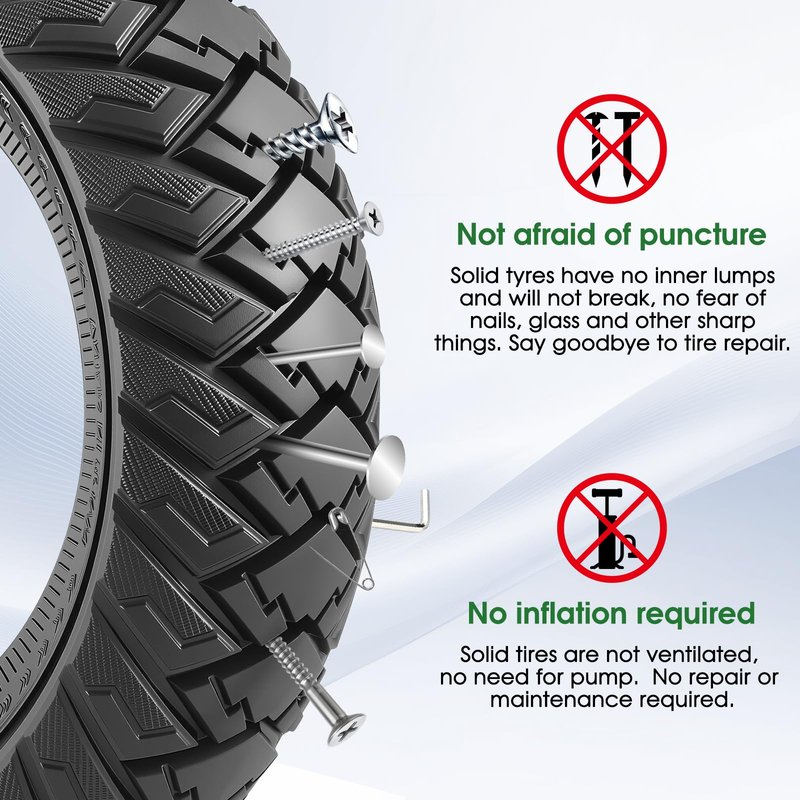 10x3 Scooter Tire, 2pcs 255 * 80 Solid Off-road Scooter Tires, Replacement Wheel Compatible with Zero 10X/ Vsett 10+/ Kugoo M4& M4 Pro/Techlife X7& X7s& X8& X8s/Motus PRO 10/ Joyor Y6S& S10S
