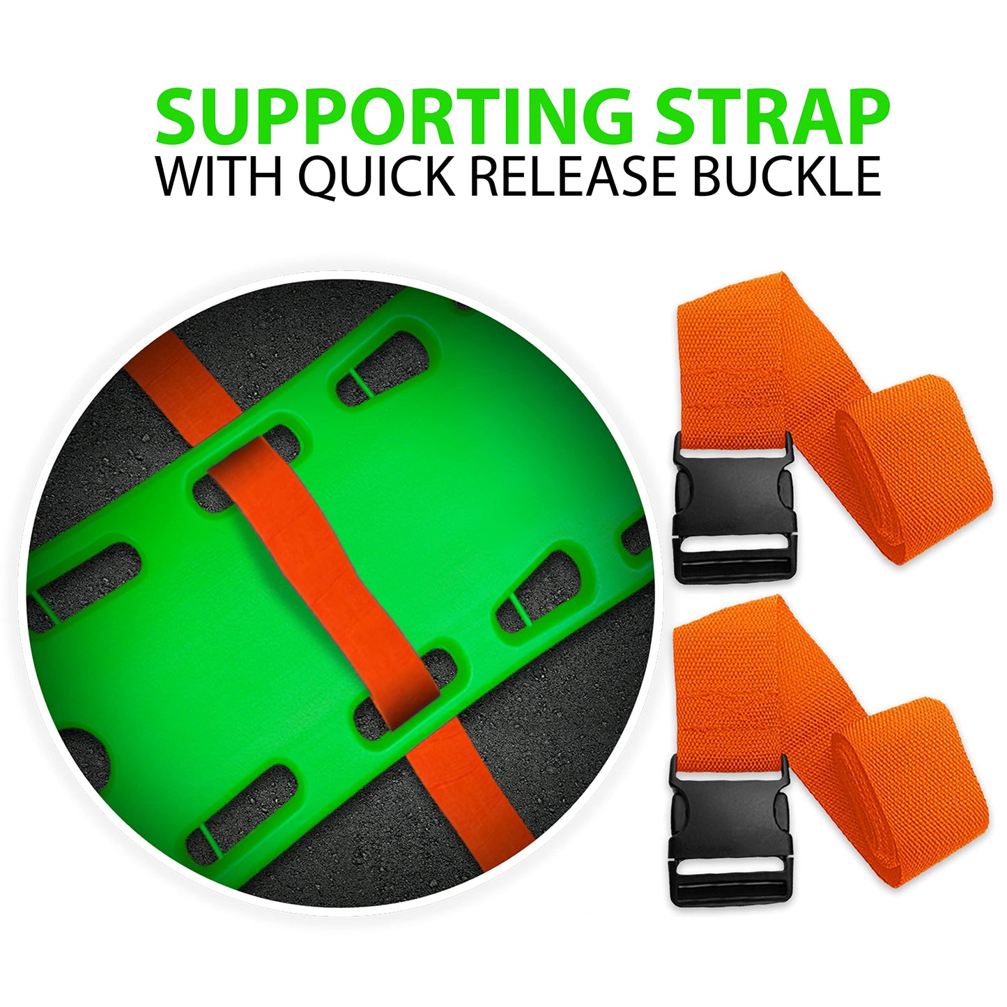 SURGICAL ONLINE First Responder EMT Backboard Spine Board Rescue Stretcher Immobilization with Head Bed and Spider Straps - Gift EMT Trauma Bag (Green)