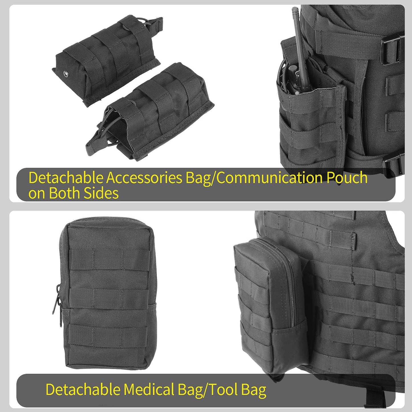Marmot Tactical Vest Airsoft Vest Paintball Vest Adjustable, Durable Construction with Detachable Pouches