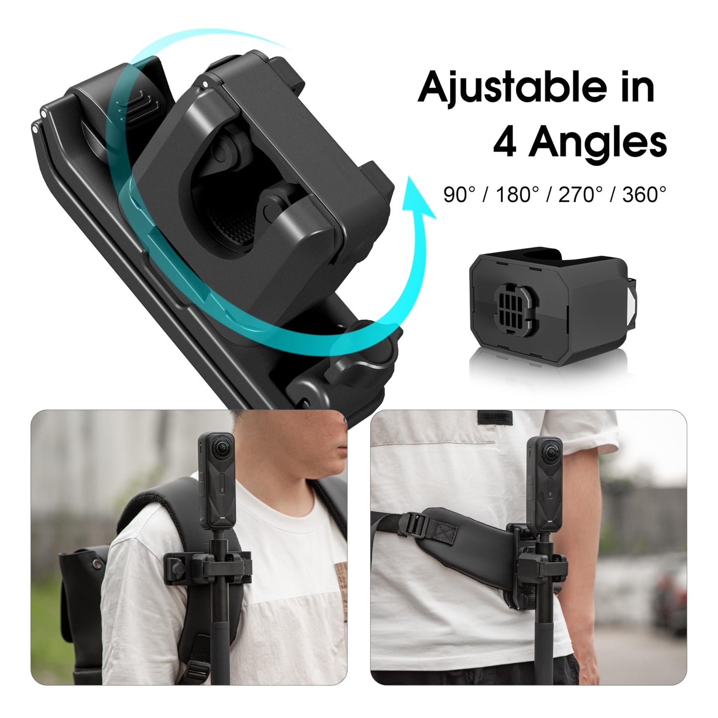 STARTRC VCR Selfie Stick Holster Backpack Strap Clip Mount for Insta 360 X5 X4 Air Go Ultra ACE Pro 2 Ajustable Quick Release for pro Hero 13 12 Max 2 for DJI osmo Nano Action 6 5 Accessories