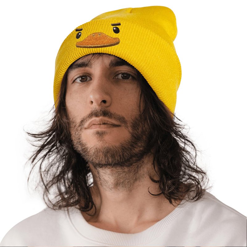 Cute Yellow Duck Embroidered Beanie Knit Hat for Men Women, Cute Funny Graphic Beanie Winter Skull Cap, Gifts for Duck Lovers