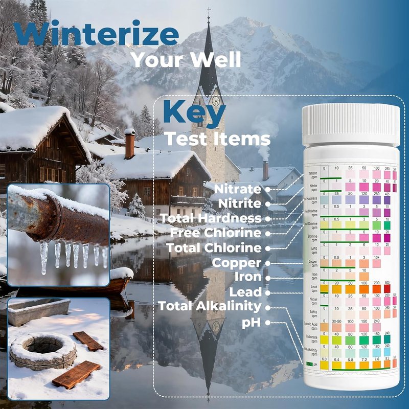 Drinking Water Test Strips - 16-in-1 Quick Screening for Hardness, pH, Iron & More | 125 Count