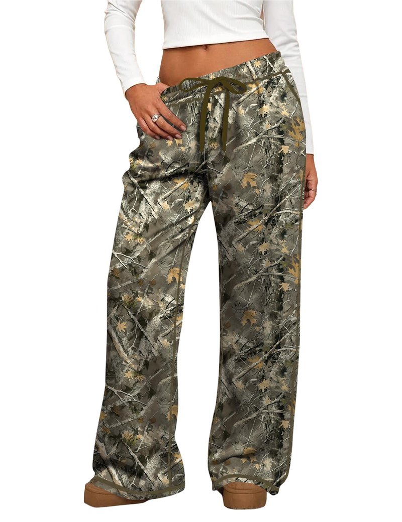 LUYAA Womens Baggy Sweatpants Wide Leg Sweatpants Women Petite Low Rise Cotton Sweatpant Dressy Casual Camo M