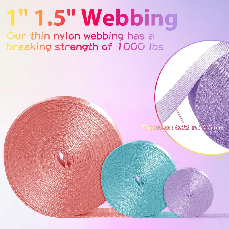 YOGHAVRS Nylon Webbing 1 inch 1.5 inch Lightweight Nylon Strap Flat Climbing Webbing for Indoor Outdoor Gear Crafting DIY Repairing Belt Camping Hiking Sports(Silver Gray, 1 inch x 50 Yards)