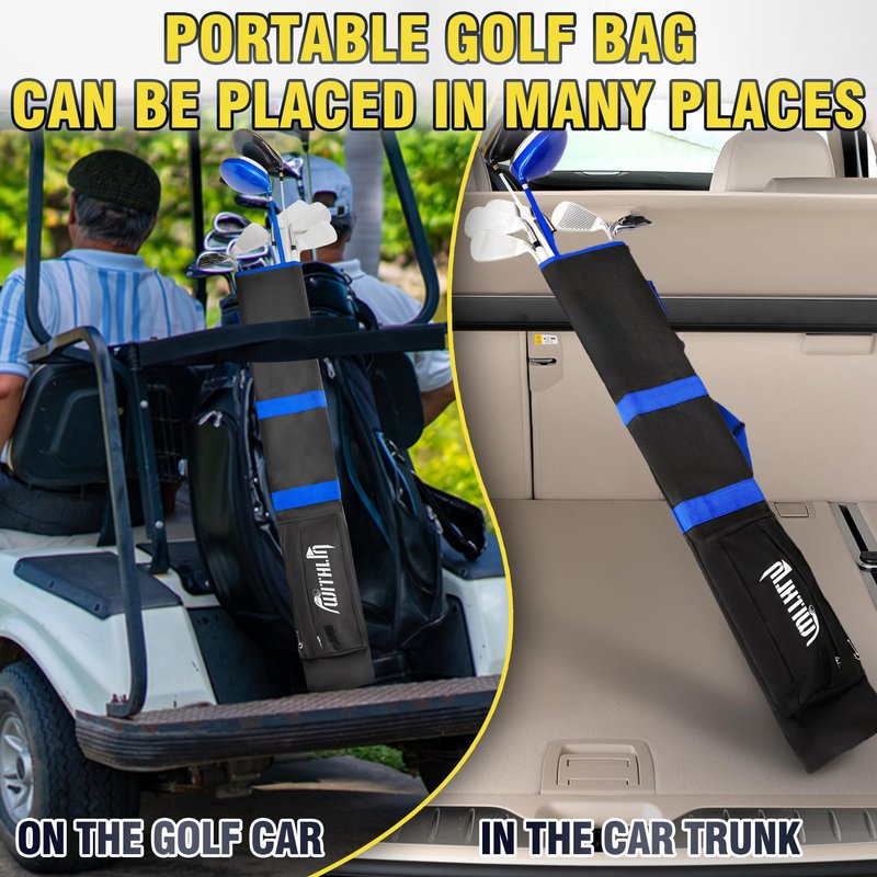 prowithlin Small Golf Bag, Portable Golfer Travel Bag with Several Clubs, Lightweight to Carry for Par 3 & Short Game, Men's Golfers Great Accessory and Gift, Nylon, Black