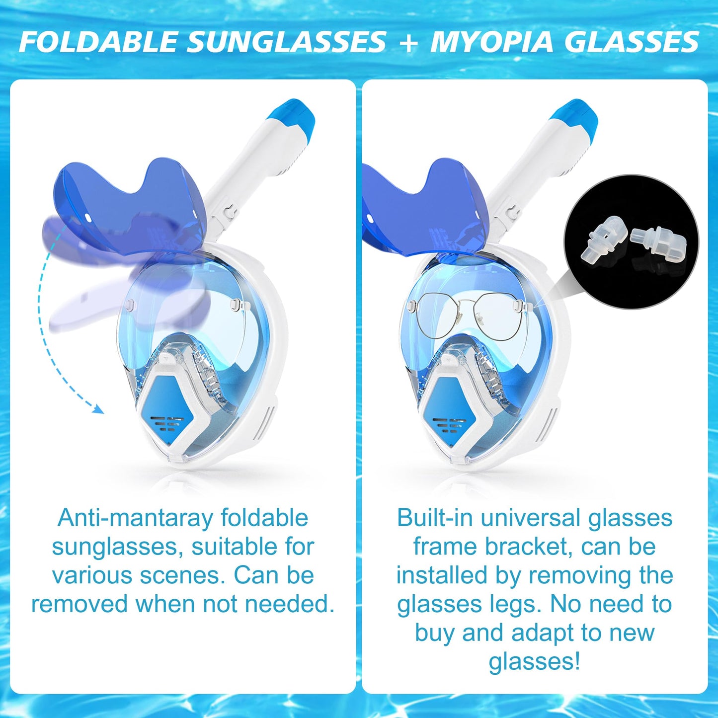Devilfish Full Face Snorkel Mask S-Latest Dry Top Breathing System with Detachable Camera Mount,Foldable 180 Degree Panoramic View Set,Scuba Diving Masks Anti-Leak & Anti-Fog