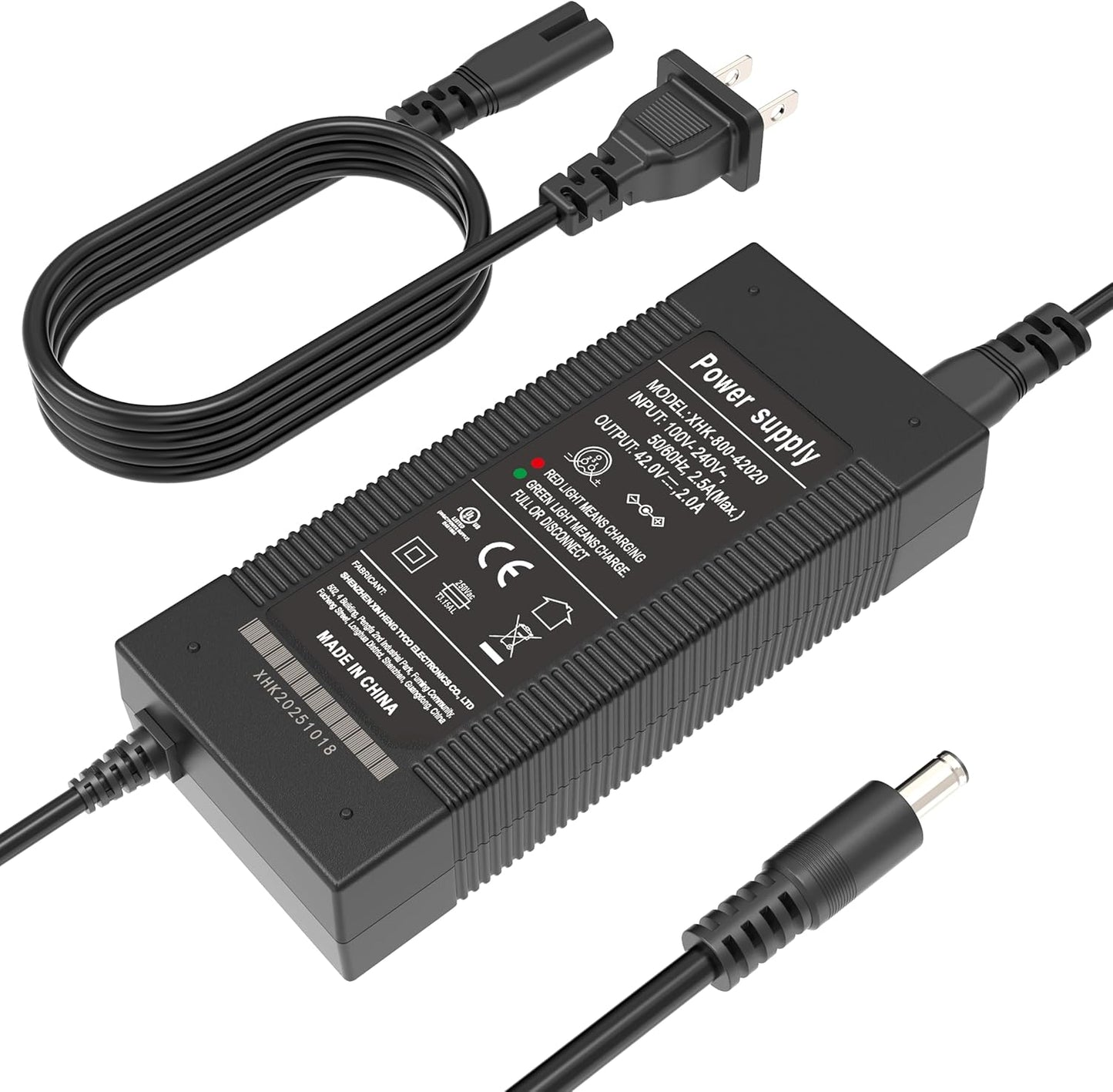 EVAPLUS 42V 2A Fast Charger | UL Certified with 5 Type Plugs for 36V Lithium Batteries - Compatible with Electric Scooters & Pocket Mod