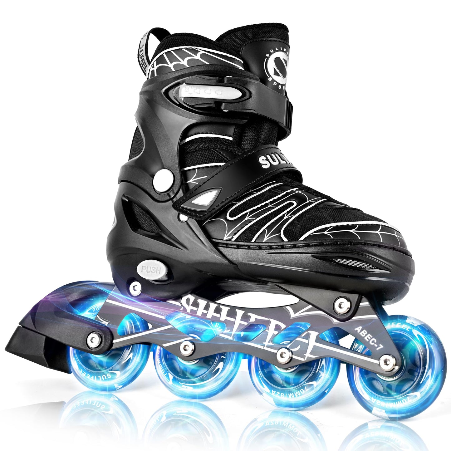 SULIFEEL Inline Skates with Blades for Kids Boys Youth Ages 6-12 8-12 5-8 with Light up Wheels 4 Sizes Adjustable Roller Skates for Beginners Indoor Outdoor Sports