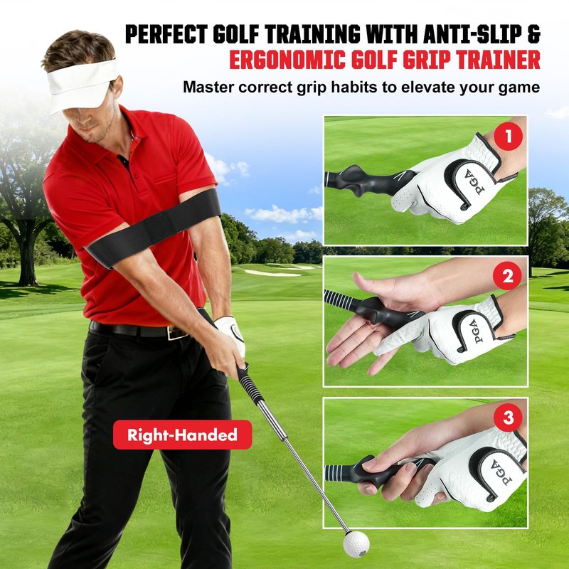 VYYOKMU Tempo Stick Golf for Right Hand, Retractable Golf Swing Training Aid with Arm Band, Telescopic Club Indoor & Outdoor Practice Warm-Up Golf Swing Trainer for Golfer Beginner Men Woman Golf Gift