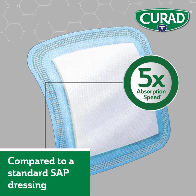 CURAD Naturals Charcoal Super Absorbent SAP Wound Pads, 3" x 3", 10ct, Pack of 3
