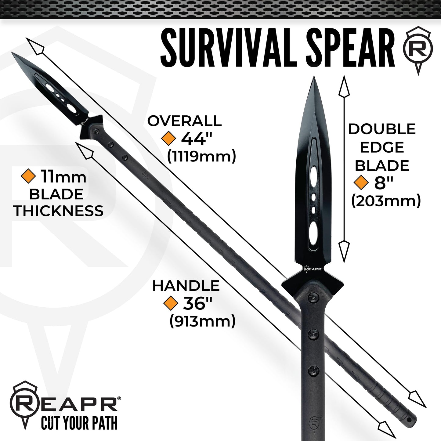 Reapr SURVIVAL SPEAR with Sheath, Fixed Blade Throwing Tool for Camping, Hunting, Outdoor Recreation, Fathers Day Gift for Dad