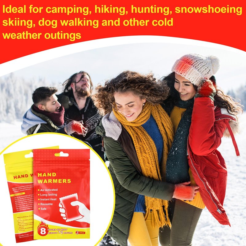 Jenaai 50 Pcs Hand Warmers 3.5x2.1'' Resealable Emergency Hand Warmers up to 8 Hours of Heat Across 72 h (hours) Long Lasting Safe Natural Odorless Air Activated for Cold Winter Skiing Hiking Survival