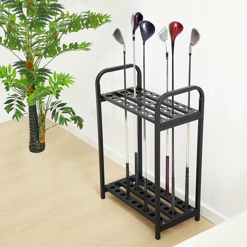 Hicarer 27 Hole Golf Club Holder Metal Golf Club Organizer Stand Rack Putter Stand Display for Indoor and Outdoor Use Home, Black