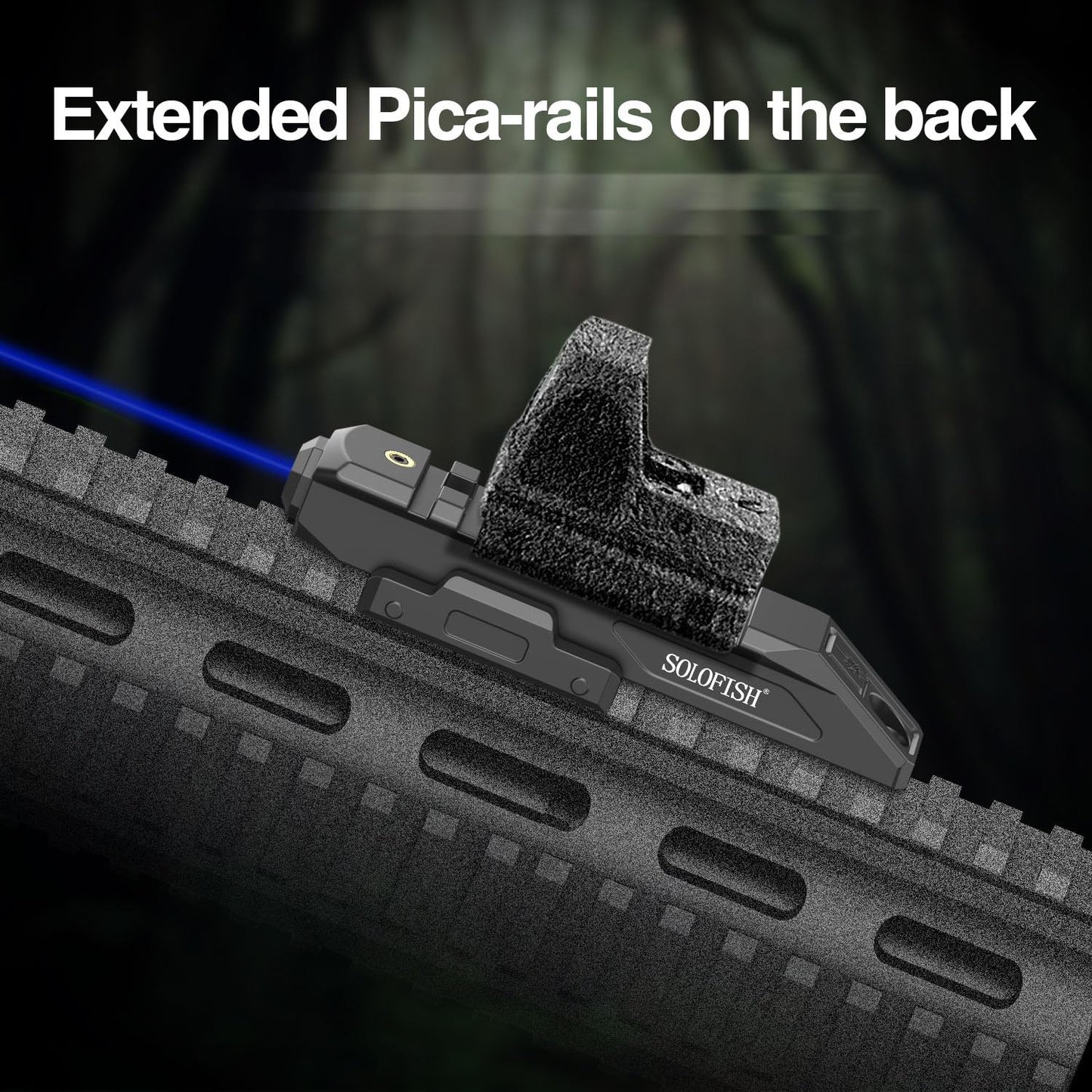 Solofish SL-1107 Picatinny Blue Laser Sight, Magnetic Rechargeable, Momentary, Strobe, Steady Modes, Durable Aluminum Design, Picatinny Riser Function, Easy Zero Adjustment