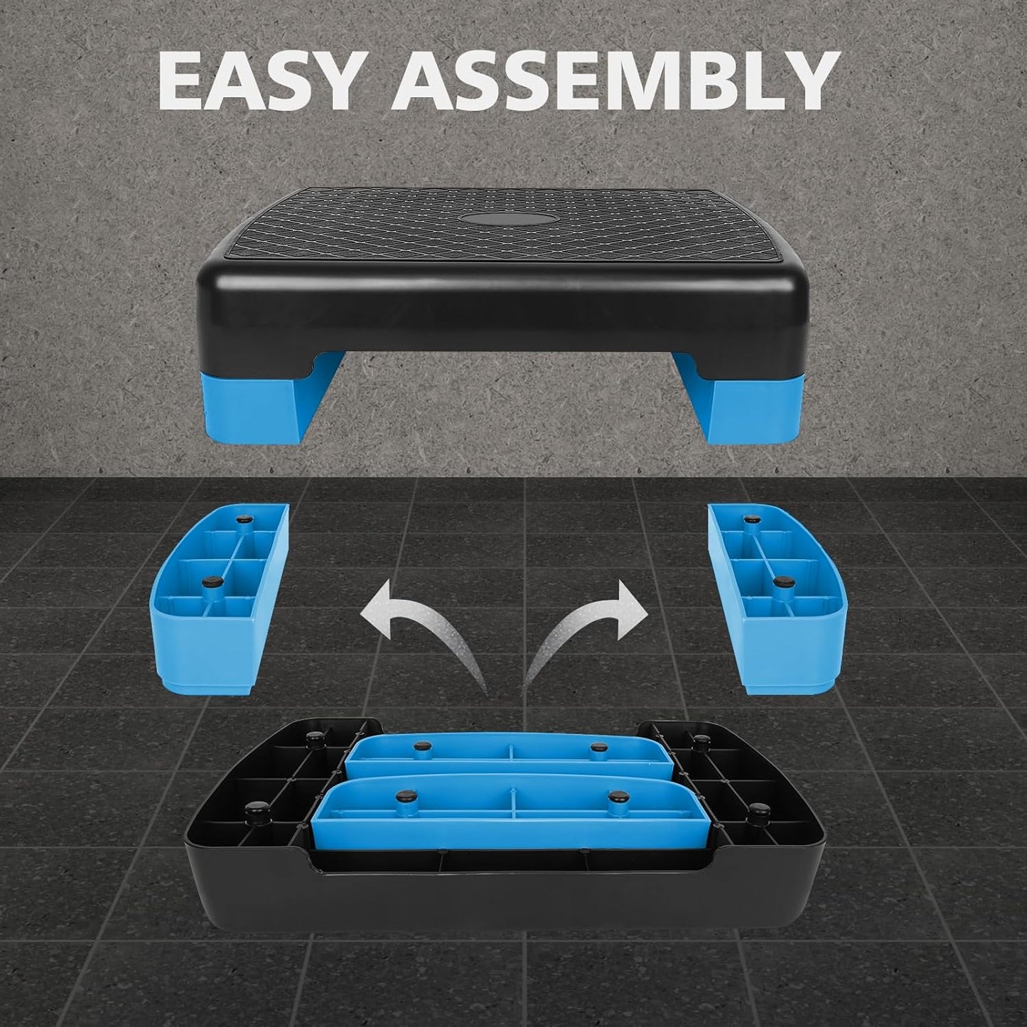 Adjustable Aerobic Step Platform - 18'' Fitness Stepper with 2 Risers | Home Gym Cardio & Strength Training