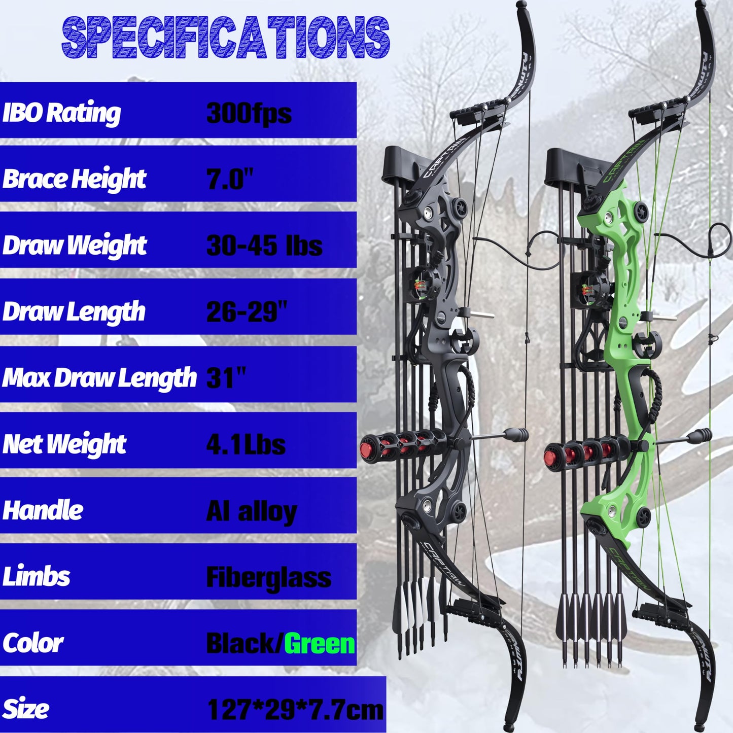 Archery Recurve Bow 30-45 Lbs Adjustable American Hunting Bow Compound Bow for Outdoor Hunting Shooting Fishing Right Hand (Black)