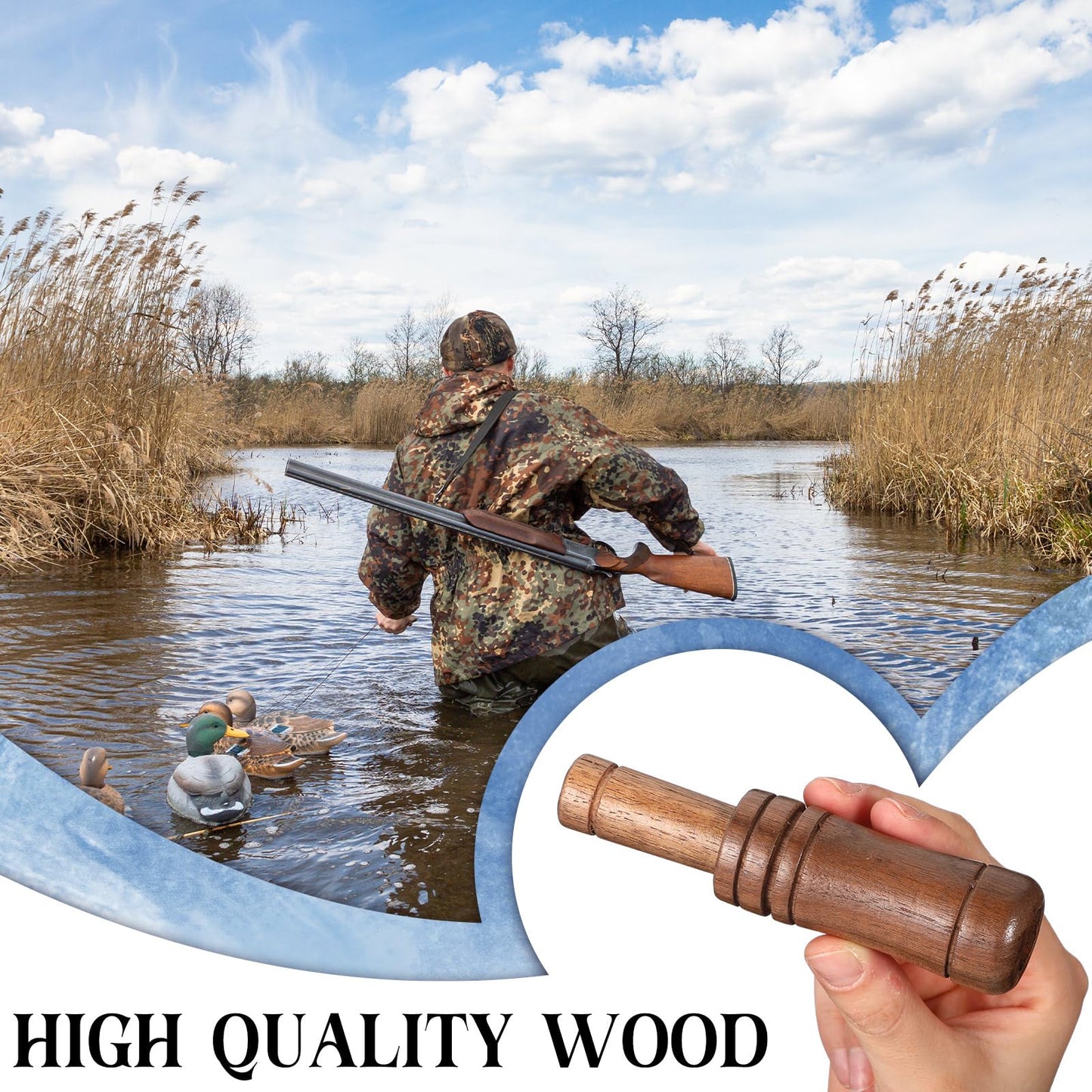 WinnerWhy 4 Pieces Duck Calls for Hunting Mallard Realistic Sounding Duck Call Decoys Whistle Game Outdoor Voice Loud Sound Call Hunting(Classic)