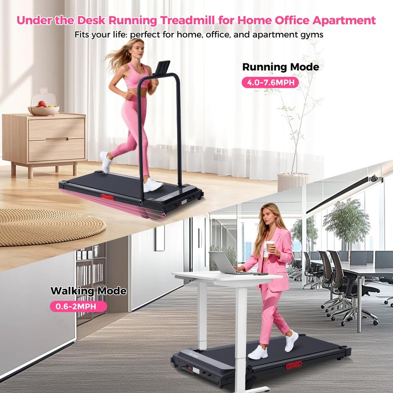 Walking Pad with Incline and Handle Bar, 2026 Upgrade Electric Small Walking Pads Treadmills with Handles, Compact Treadmill with Handles for Home Small Spaces, 3.5HP, 0.6-7.6MPH, 350LBS