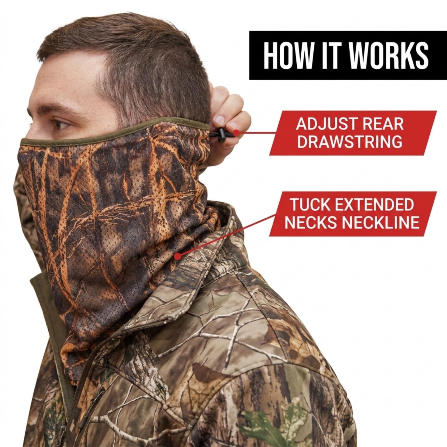Camo Turkey Hunting Mask - Lightweight Camouflage Face Netting for Men