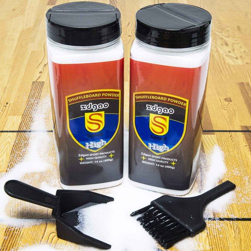 Shuffleboard Pucks w/Shuffleboard Wax High Speed (2 Cans), Mini Dustpan and Brush for Shuffleboard Table, Complete Shuffleboard Accessories Bundle (2 5/16" (58mm))