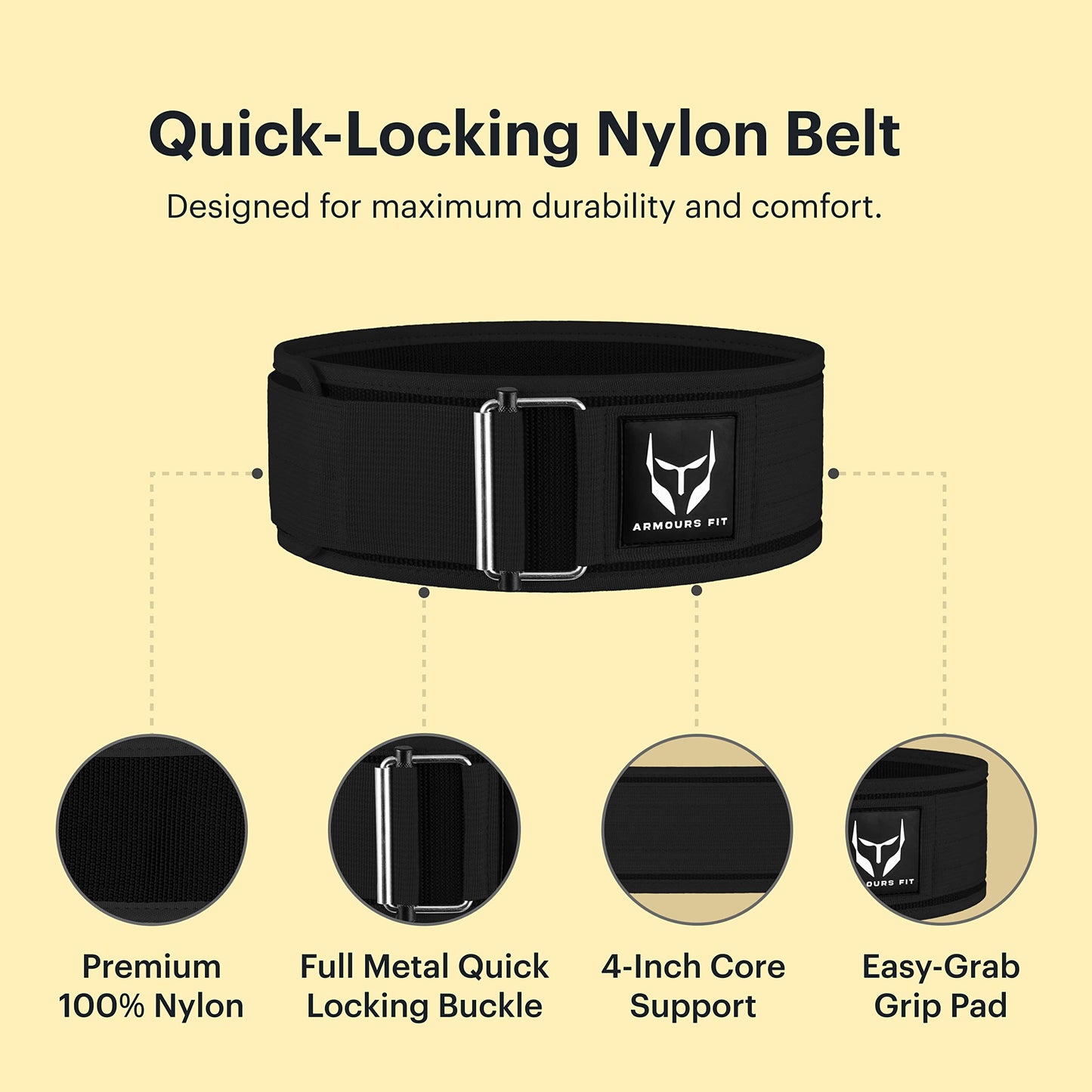 Self-Locking Weight Lifting Belt - Premium Weightlifting Belt Functional Fitness, Weight Lifting, and Olympic Lifting Athletes - Lifting Support for Men and Women - Deadlift Training Belt