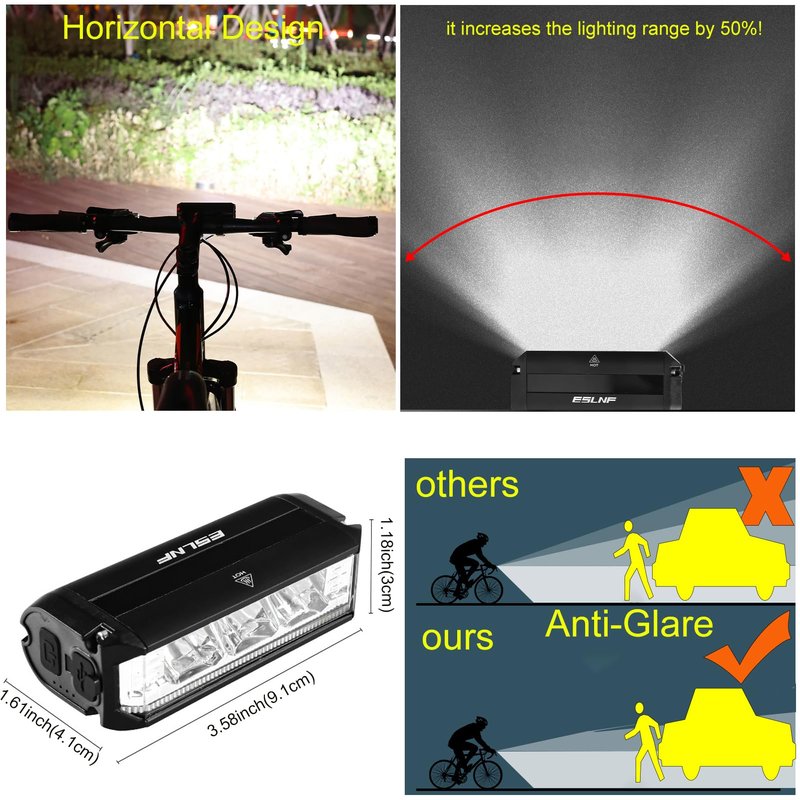 Bright Bike Light Set for Night Riding,LED Bicycle Light High Beam Low Beam,USB Rechargeable Bicycle Headlight Set,Waterproof Bike Headlight and Taillight for Adult Kid Mountain MTB Off-Road Cycling