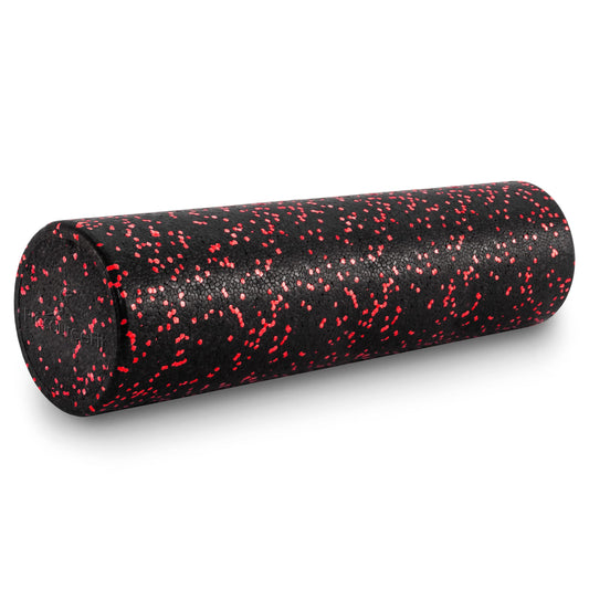 ProsourceFit High Density Foam Rollers 12 - inches long, Firm Full Body Athletic Massage Tool for Back Stretching, Yoga, Pilates, Post Workout Muscle Recuperation, Black/Red