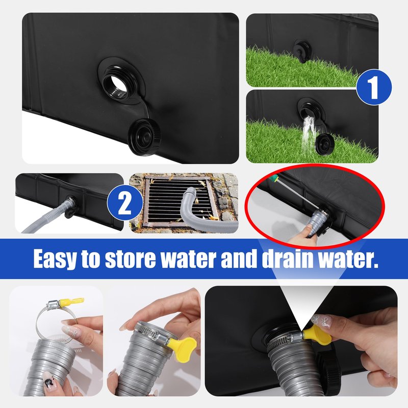 MABOZOO Portable Shower Pan, 41" x 41" x 10" Outdoor Shower Base Foldable Shower Base with Drain Pipe Camping Shower Mat for Indoor & Outdoor