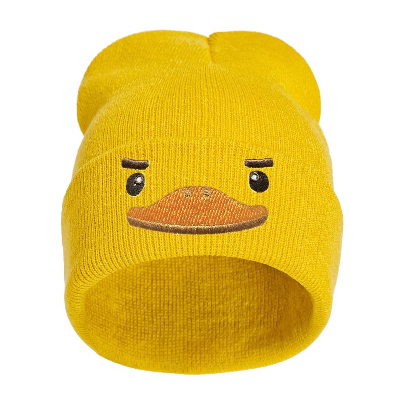 Cute Yellow Duck Embroidered Beanie Knit Hat for Men Women, Cute Funny Graphic Beanie Winter Skull Cap, Gifts for Duck Lovers