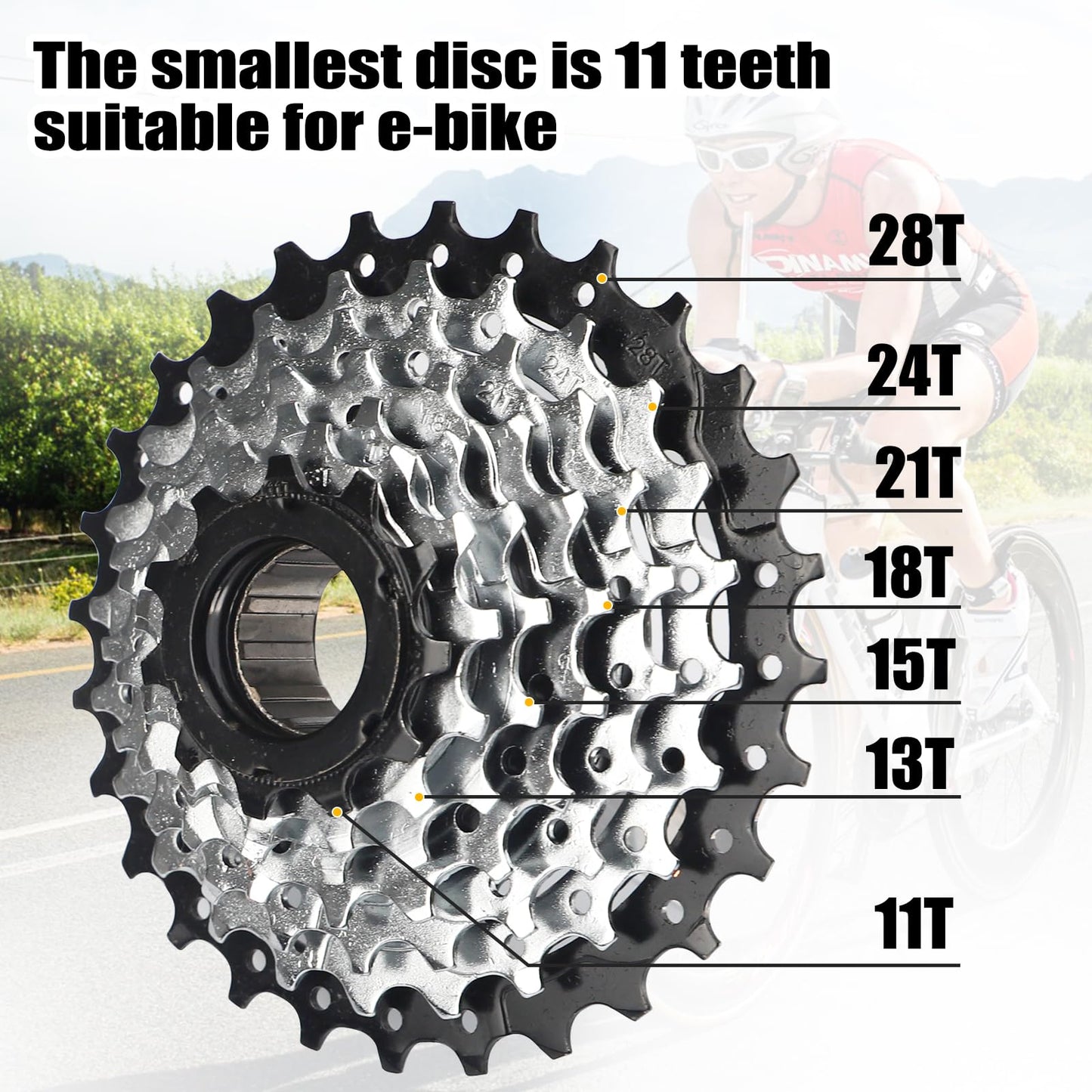 MAKELEN 7 Speed E-Bike Freewheel 11-28 Teeth Screw On Multiple Freewheel Threaded Type Freehub Replacement Parts