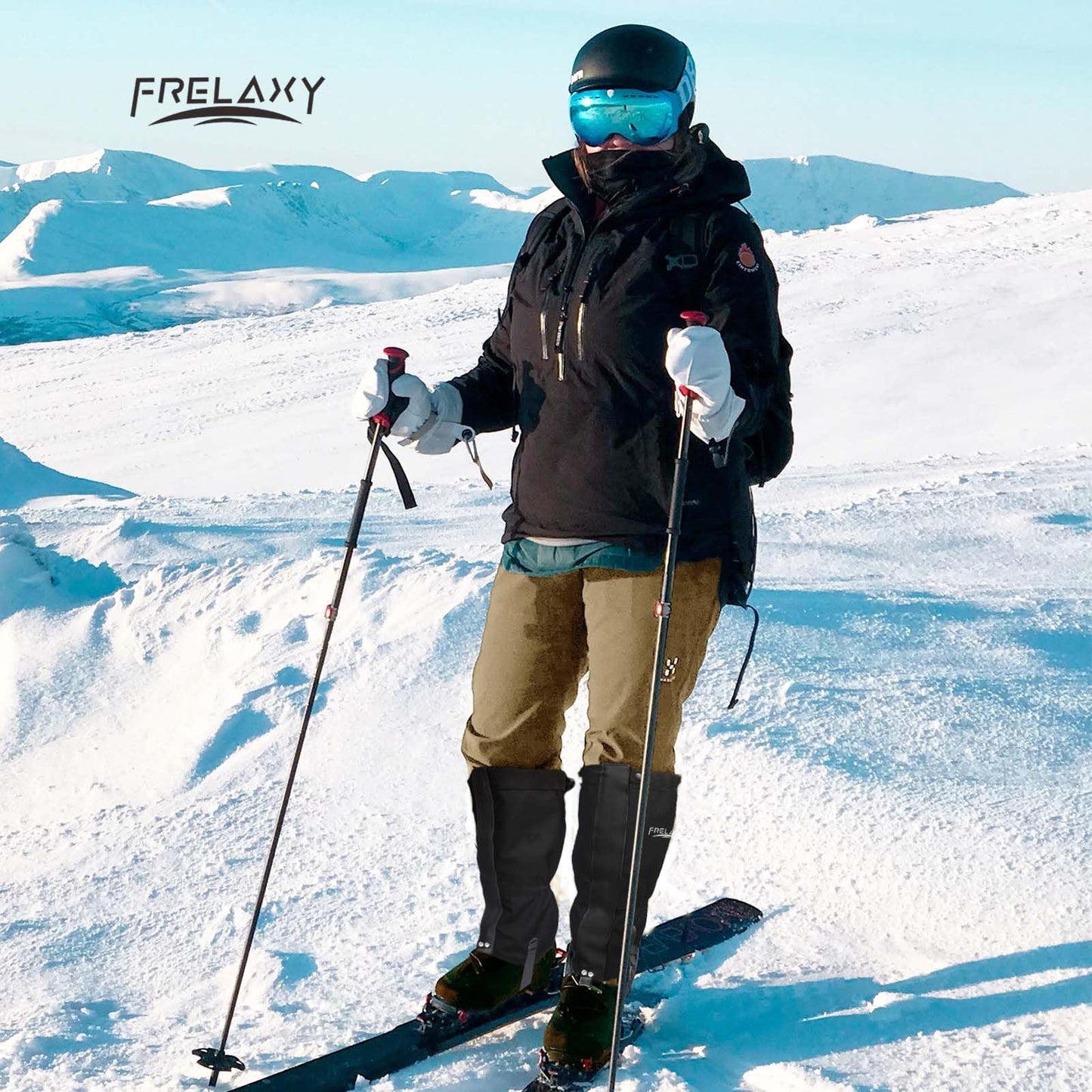 Frelaxy Leg Gaiters Ultra HIGH-Performance Hunting Gaiters, 100% Waterproof Hiking Gaiters with Upgraded Rubber Foot Strap, Adjustable Snow Boot Gaiters (Jet Black,S), Small