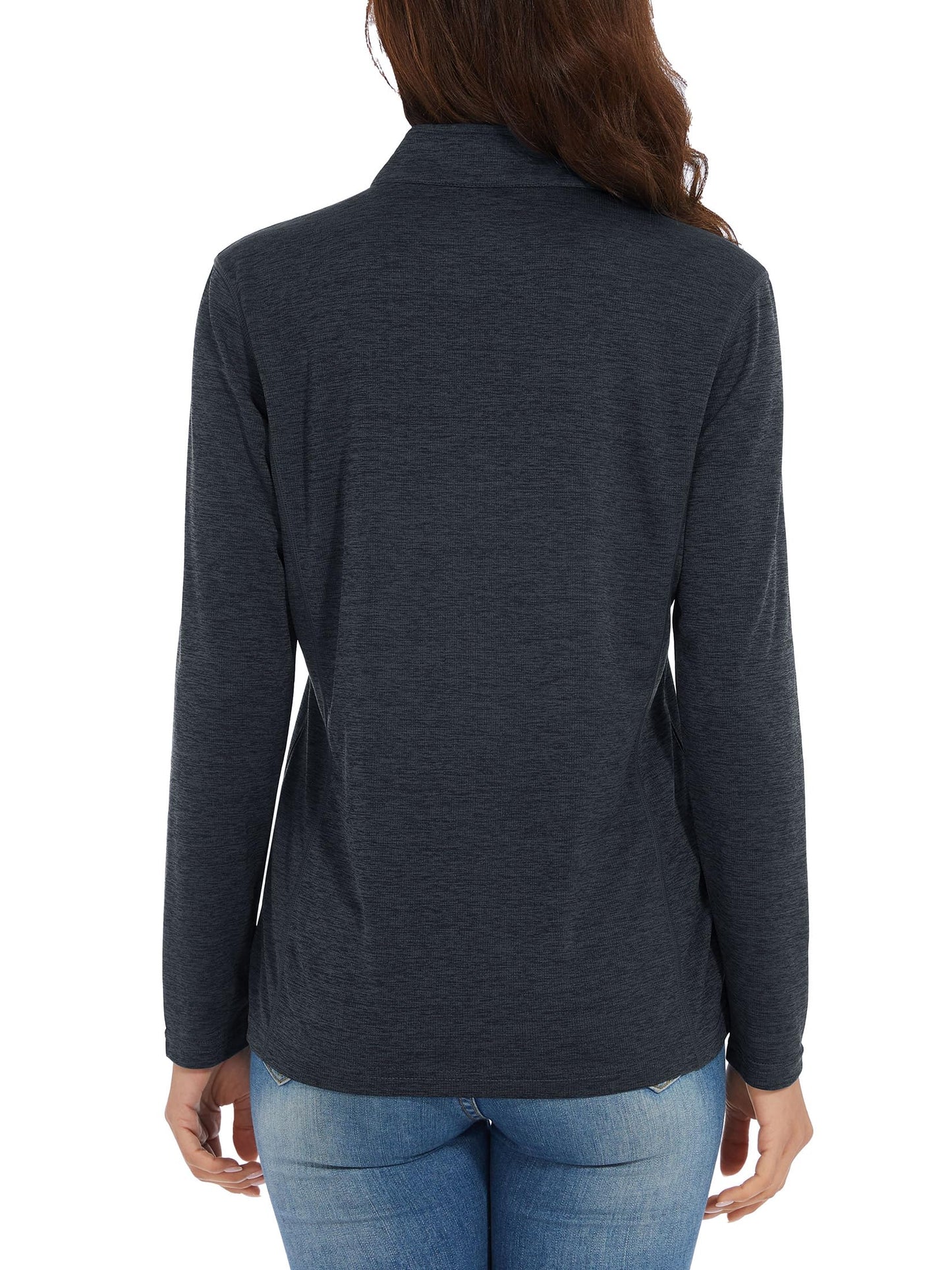 MAGCOMSEN Womens Long Sleeve Shirts 1/4 Pullover Workout Tops for Women Sun Protection Hiking Athletic Shirts Black M