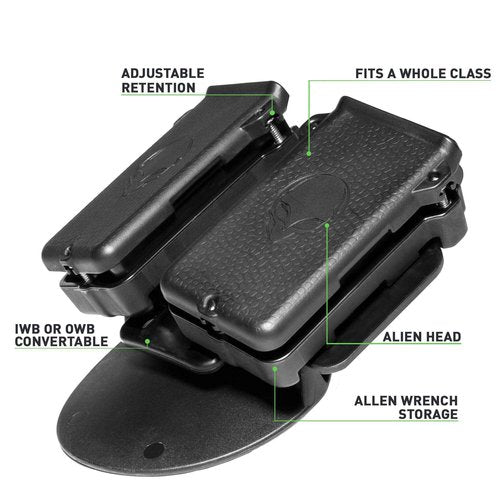 Alien Gear Cloak Double Mag Carrier - Dual Magazine Holster (9mm, 40, 45, 10mm, 380) - IWB/OWB Convertible - Adjustable Cant and Retention - Waistband Comfort with Belt Slide Option - Black