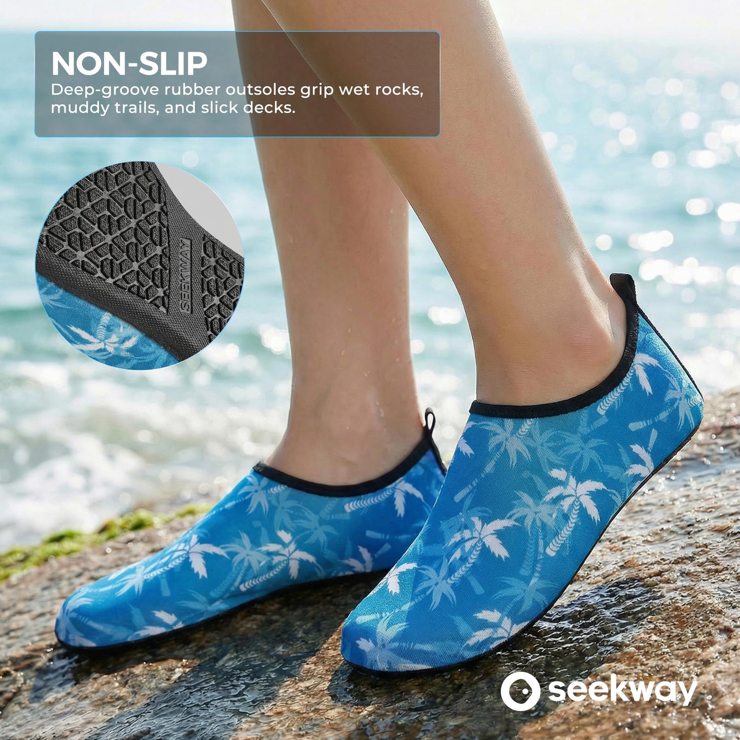 SEEKWAY Water Shoes Barefoot Aqua Socks Quick-Dry Non Slip Shoes for Beach Swim Pool River Boating Surf Women Men Bird SK002(U)